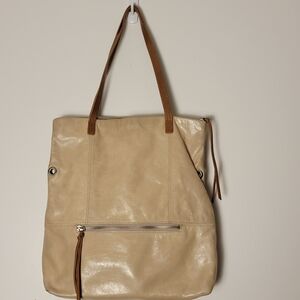 HOBO Original Cream Tan Tote Bag Soft Leather Shoulder Bag Purse